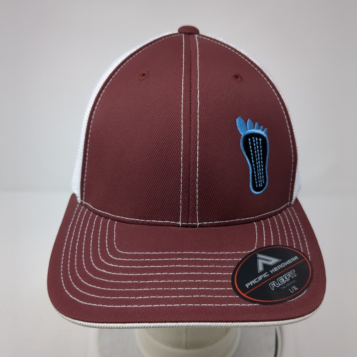 I Go Where You Go Fitted Trucker Hat Red 7 3/8-8 Mesh Back Colorblock
