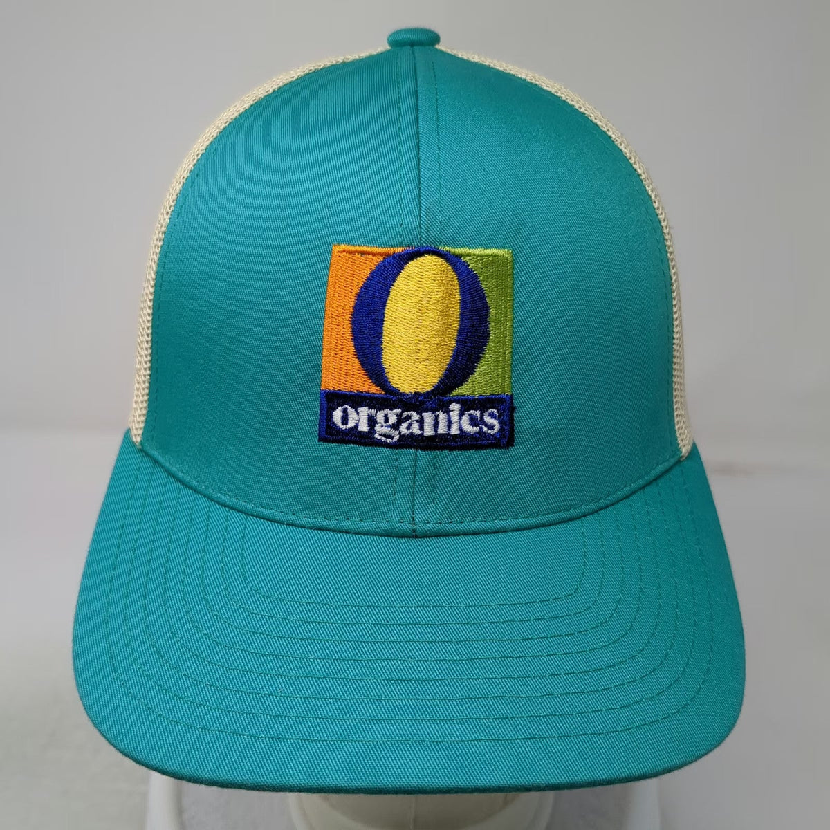 Pacific Headwear Trucker Hat Blue Beige One Size Organics Patch Mesh Snapback
