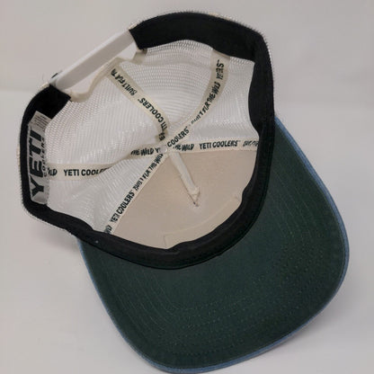 YETI Built For The Wild Snapback Trucker Hat Blue OSFA Adjustable Mesh Back
