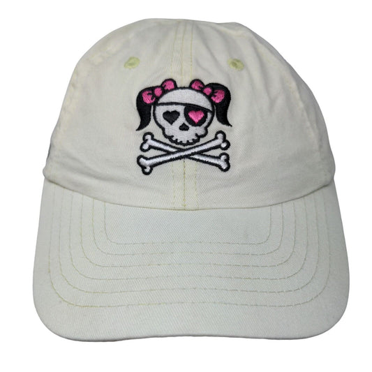 Royal Resortwear Girl's Strapback Hat White Adjustable Skull Embroidered Cotton