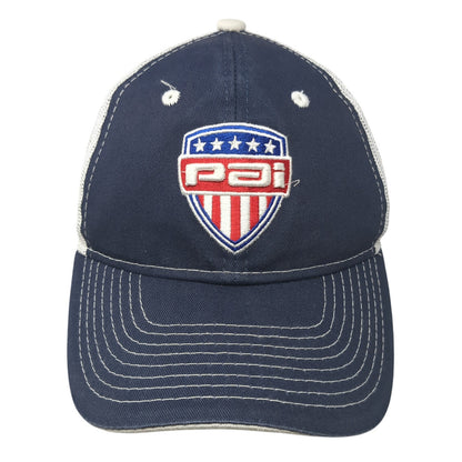 PAI ISO 9001 Certified Trucker Hat Blue One Size Adjustable Patriotic Mesh Back