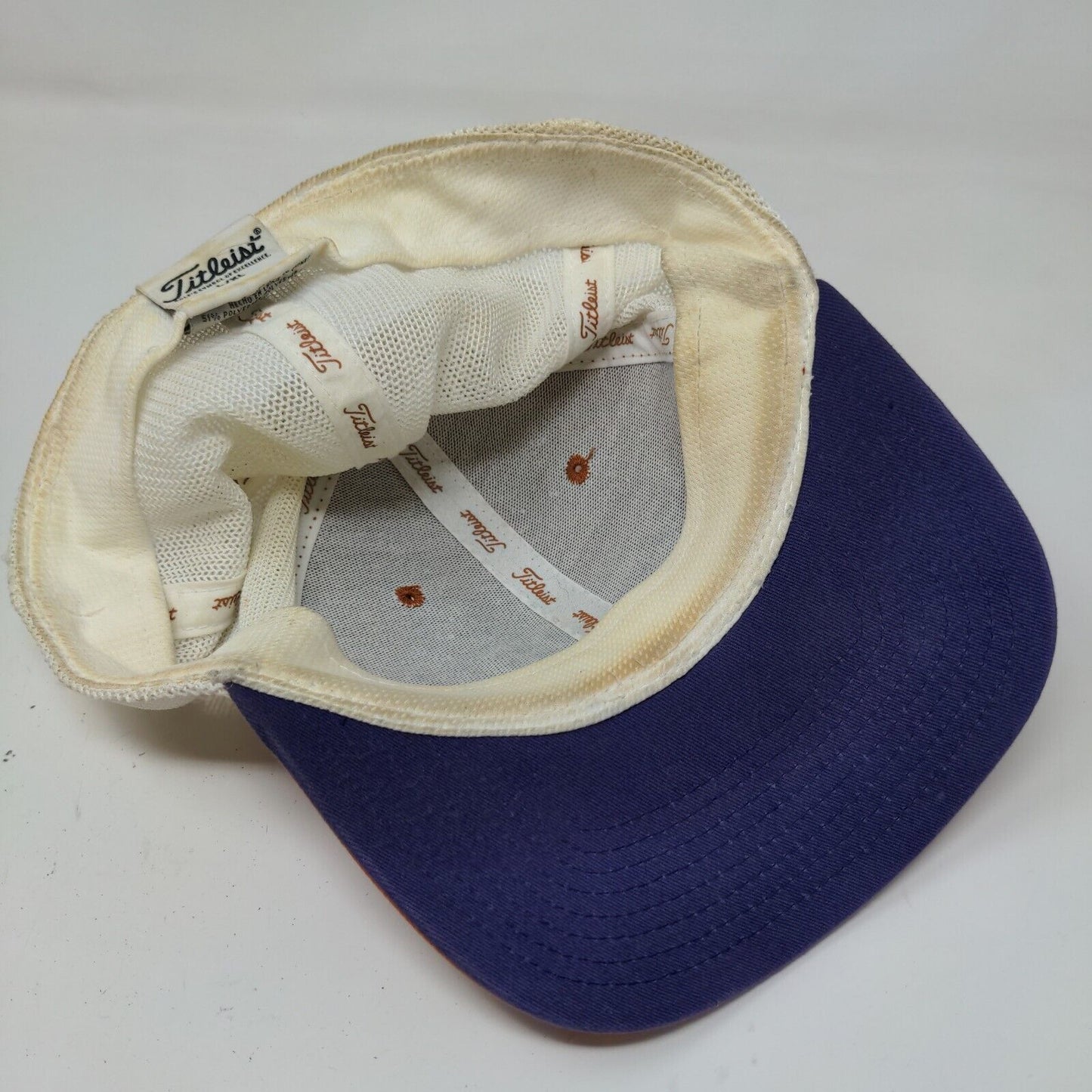 Titleist Men's Fitted Mesh Back Hat Orange White Size L/XL Embroidered Golf Logo