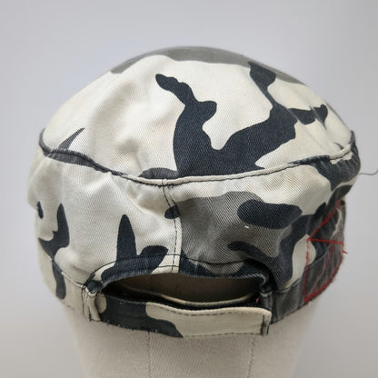 Dorfman Pacific Army Cap White Gray Black Camo One Size Distressed Strapback Hat