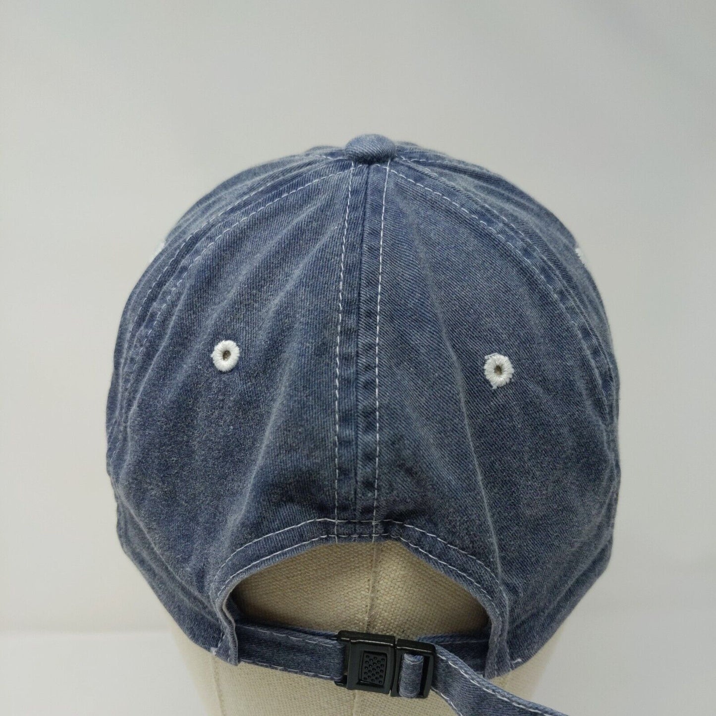 MAUI Slideback Hat Blue OSFA Adjustable Embroidered Vented Holes 6 Panel Cotton