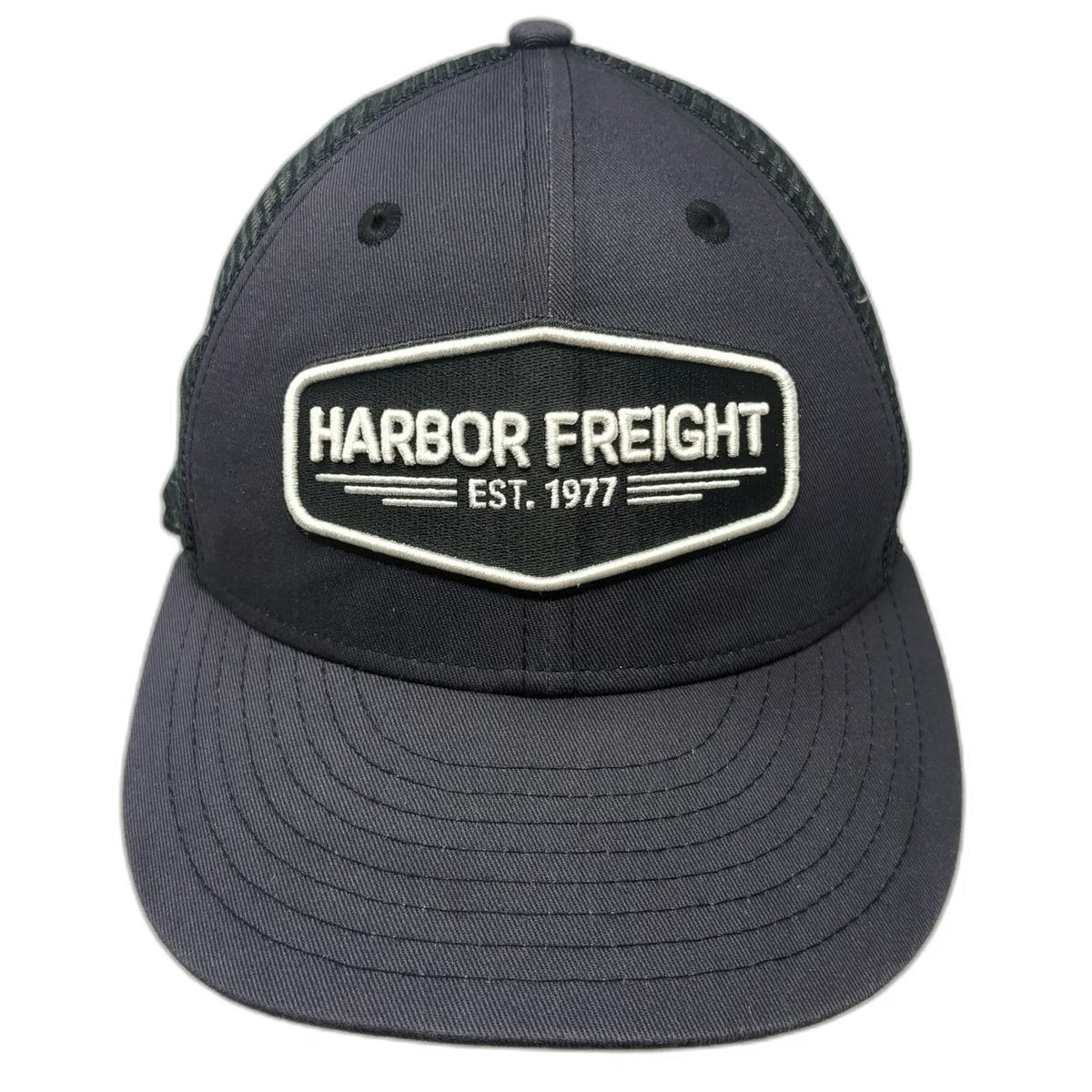 Harbor Freight Trucker Hat Gray One Size Mesh Snapback Patch Logo HFT Est 1977