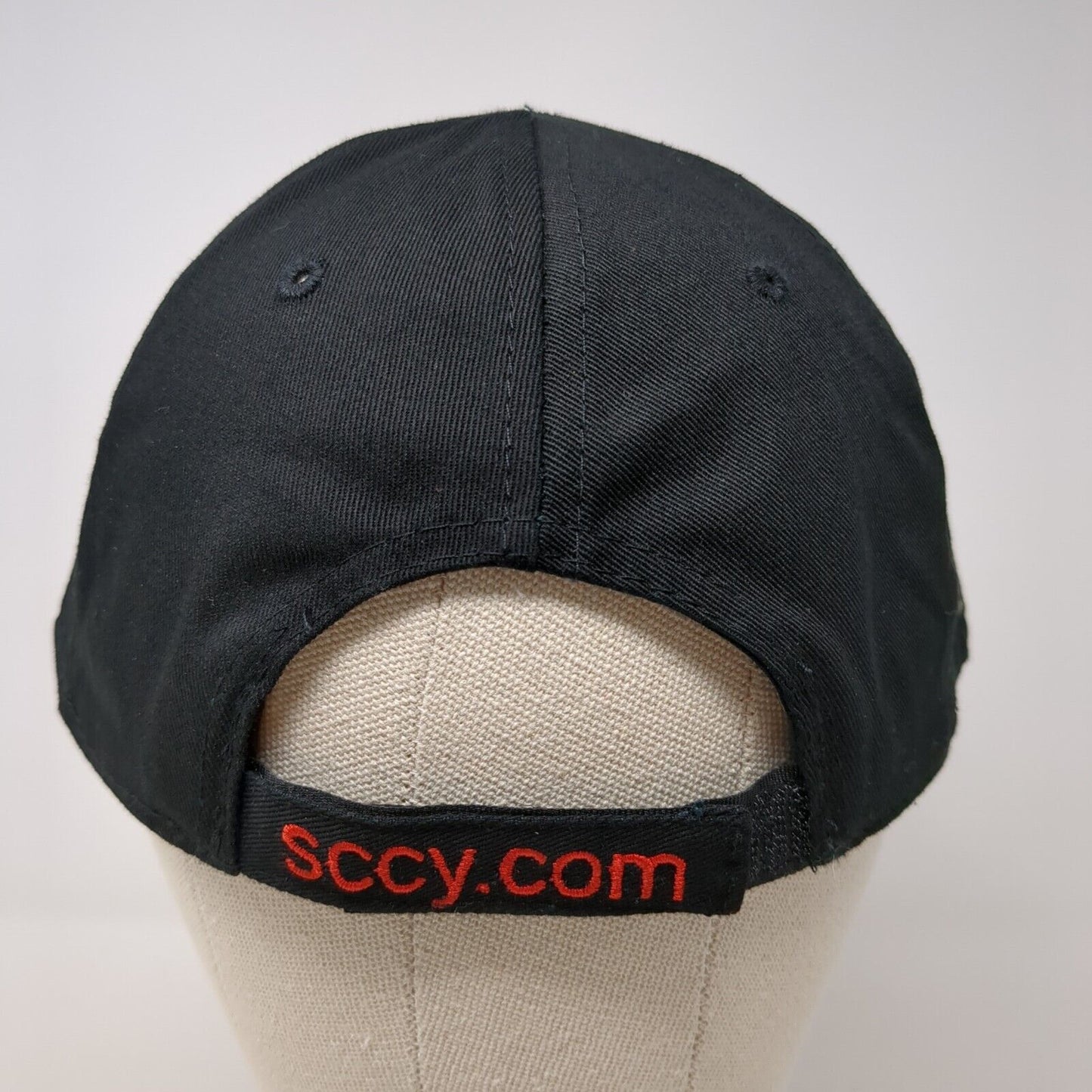 SCCY Strapback Hat Black One Size Adjustable Embroidered Patriotic Cotton