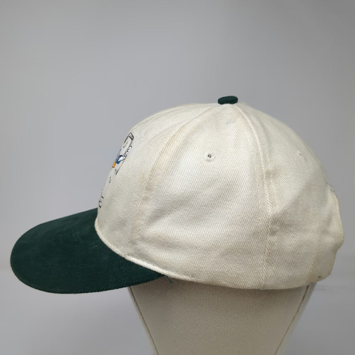 Disney Goofy's Hat Co Baseball Cap White Green Donald Duck Golfing Hat Vintage