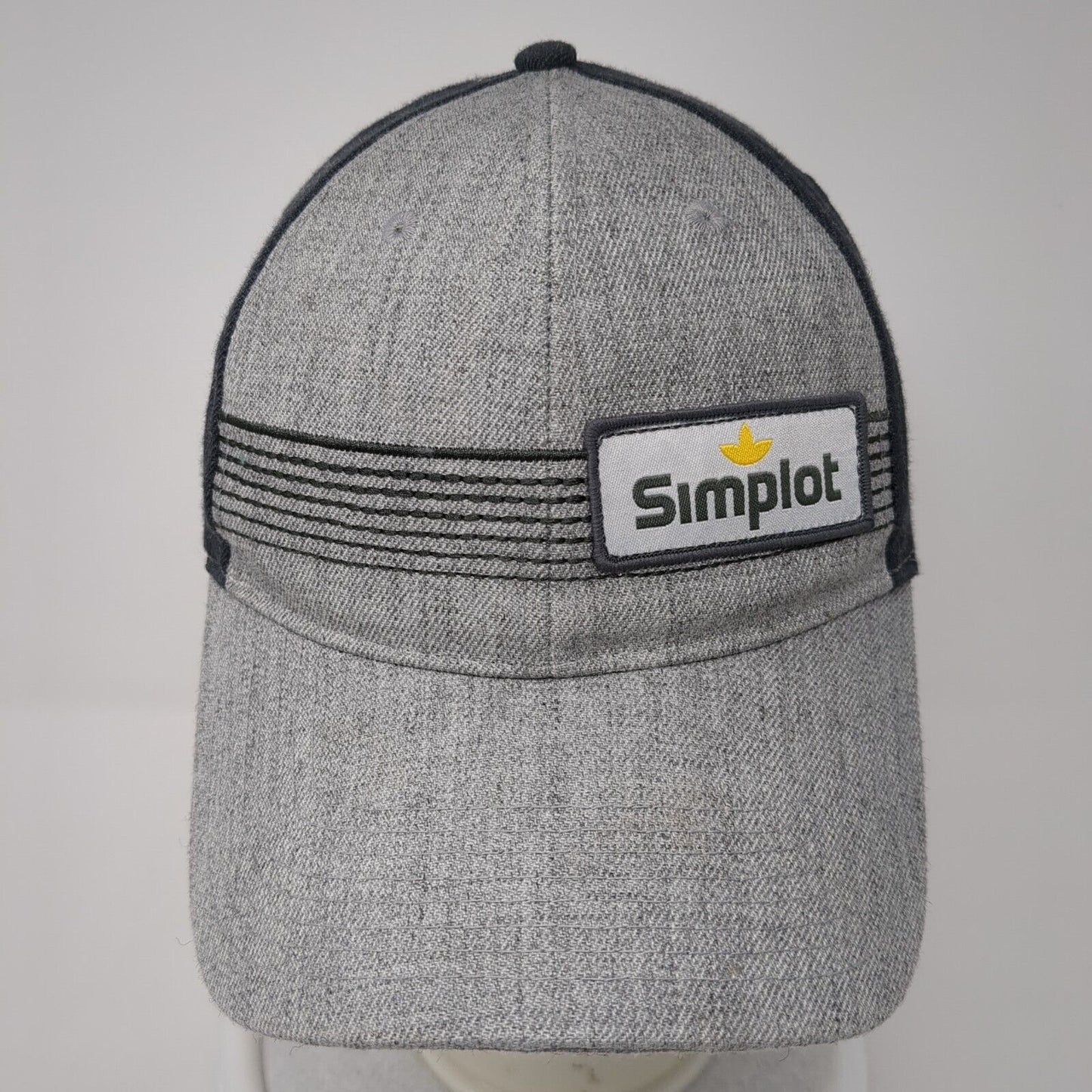 Simplot Patch Strapback Hat Gray One Size Adjustable Colorblock 6 Panel
