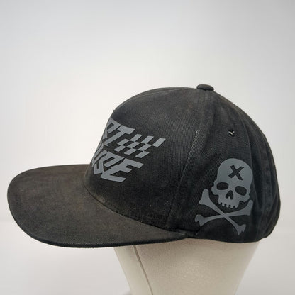 Fasthouse Snapback Hat Black One Size Skull Checkered Flag Cotton Graphic