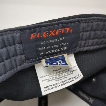 Hurley Baseball Cap Black XL Flexfit Raised Logo Embroidered 6 Panel Hat Curved