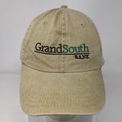 GrandSouth Bank Slideback Hat Tan One Size Embroidered Cotton Deluxe