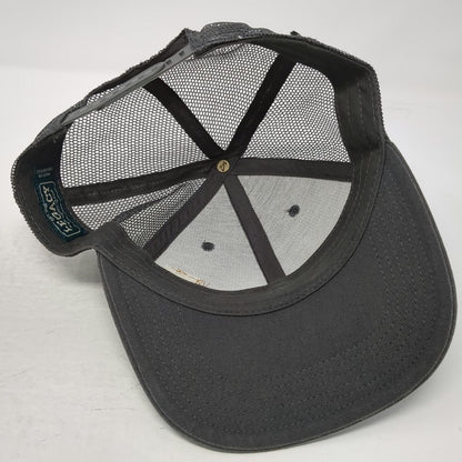 Legacy Trucker Hat Gray One Size Fallen Leaf Lake Leather Patch Mesh Snapback