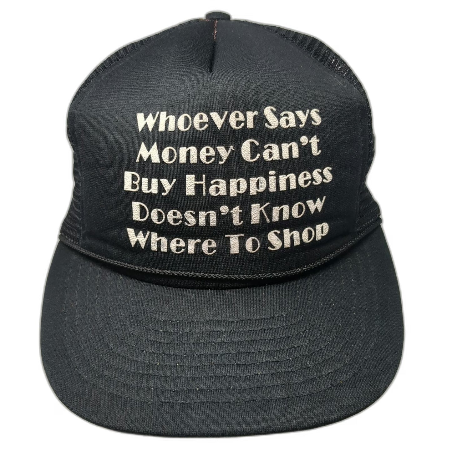 Cobra Caps Trucker Hat Black One Size Snapback Money Can't Buy Happiness Quote