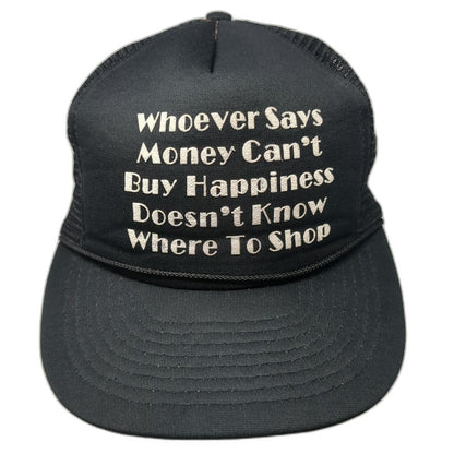 Cobra Caps Trucker Hat Black One Size Snapback Money Can't Buy Happiness Quote