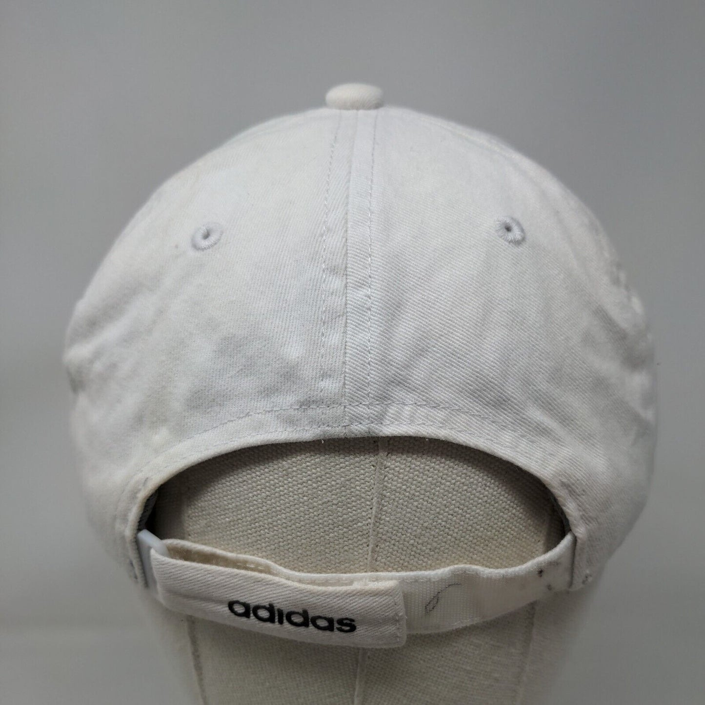 Adidas Strapback Hat White One Size Adjustable Embroidered Aeroready 6 Panel