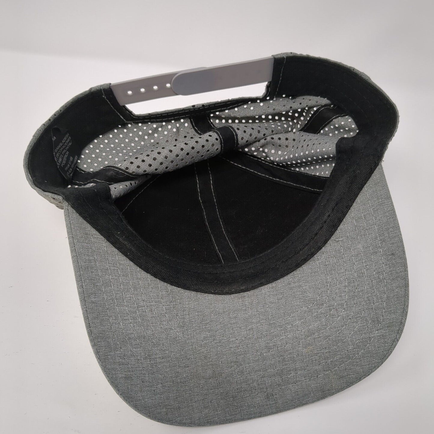 Russell Snapback Hat Gray One Size Adjustable Perforated 6 Panel Solid