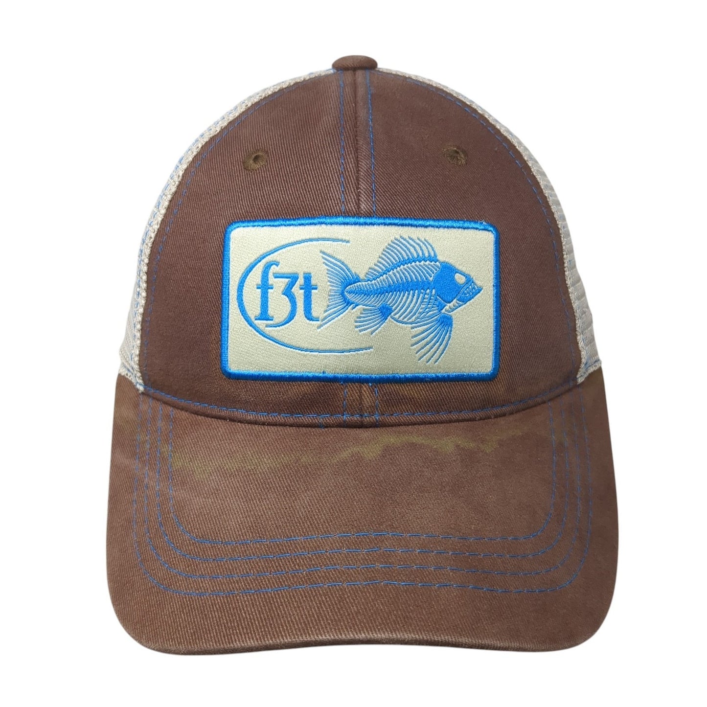 F3t Fly Fishing Trucker Hat Brown One Size Adjustable Mesh Back Costa Del Mar