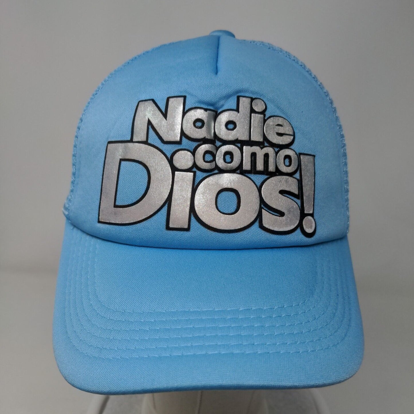 Nadie Como Dios Snapback Mesh Back Trucker Hat Blue One Size Breathable