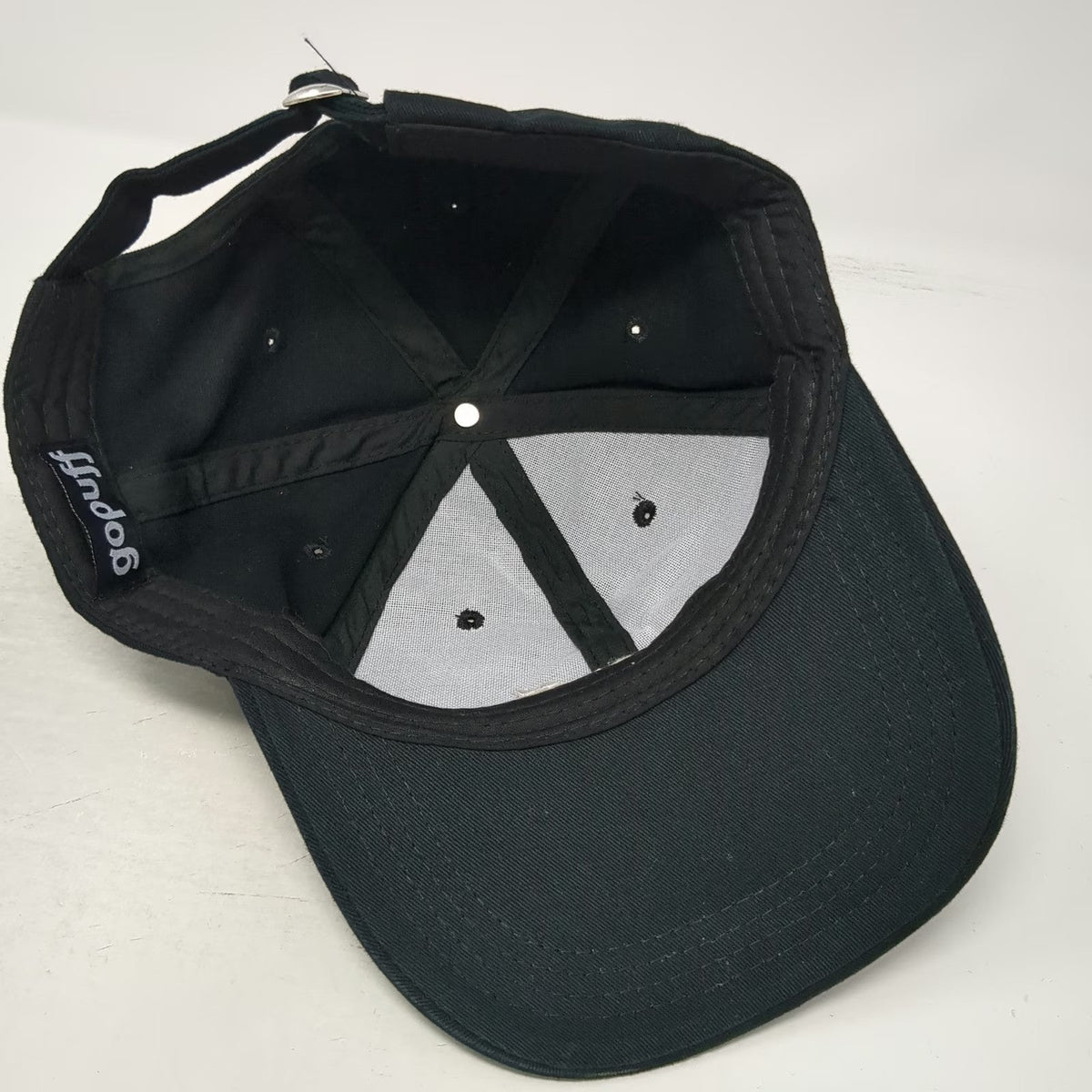 Gopuff Baseball Cap Black White One Size Slideback Embroidered Logo 6 Panel Hat
