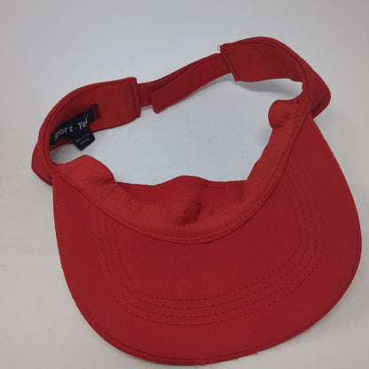 Sport-Tek Strapback Visor Hat Red One Size Adjustable Solid Blank
