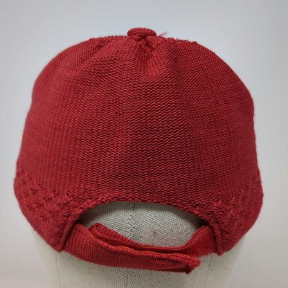 Baseball Cap Red One Size Knit Strapback Textured Crown Pattern Casual Hat