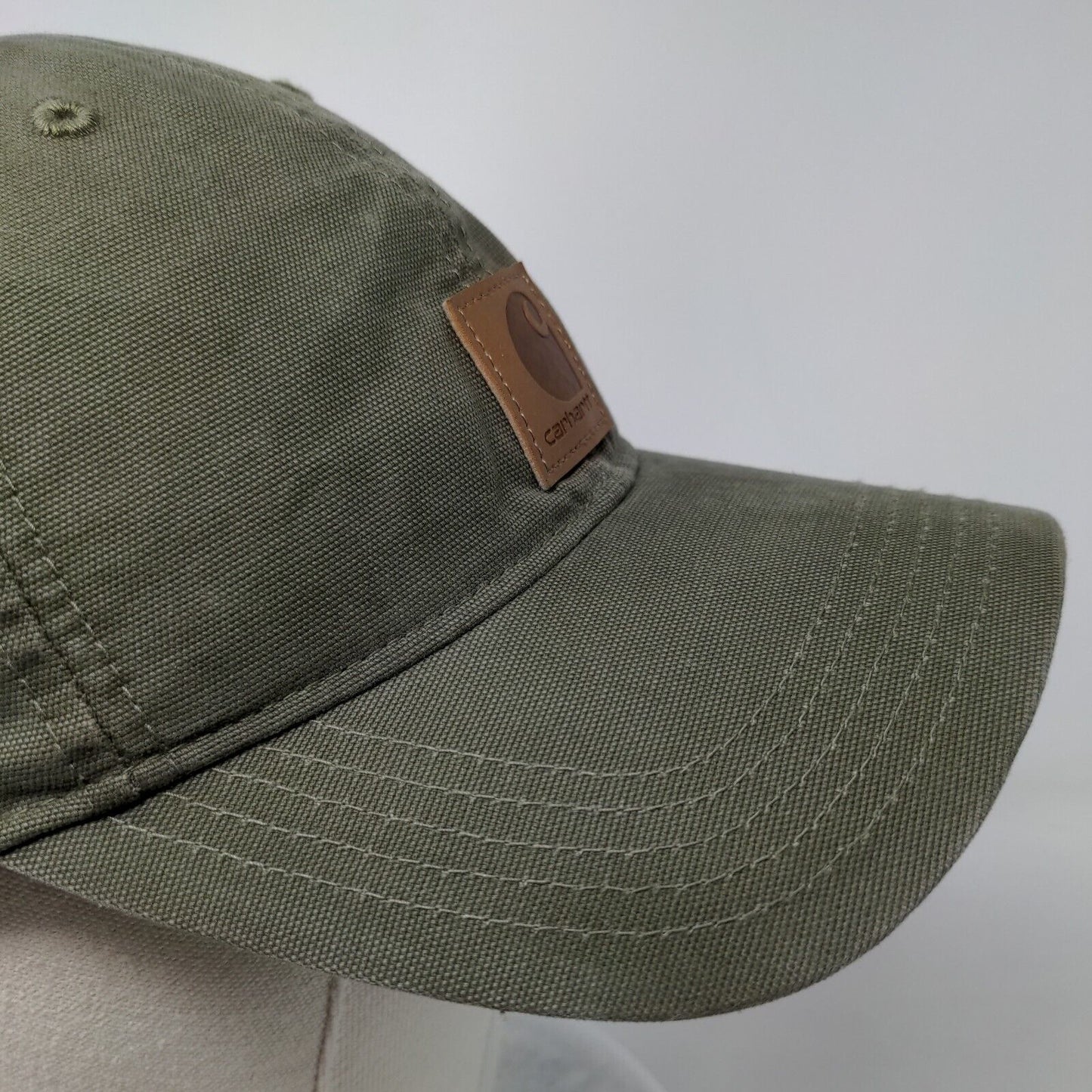 Carhartt Strapback Hat Green OSFA Adjustable Patch Logo Vented Holes 6 Panel