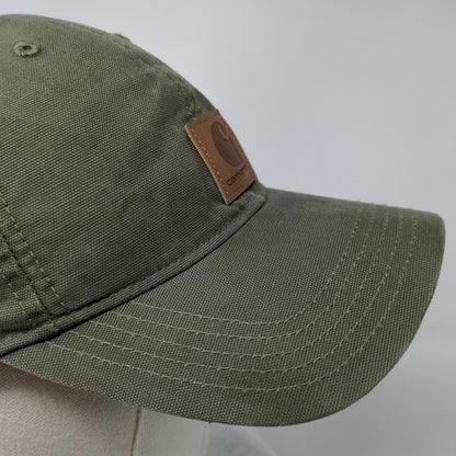 Carhartt Strapback Hat Green OSFA Adjustable Patch Logo Vented Holes 6 Panel