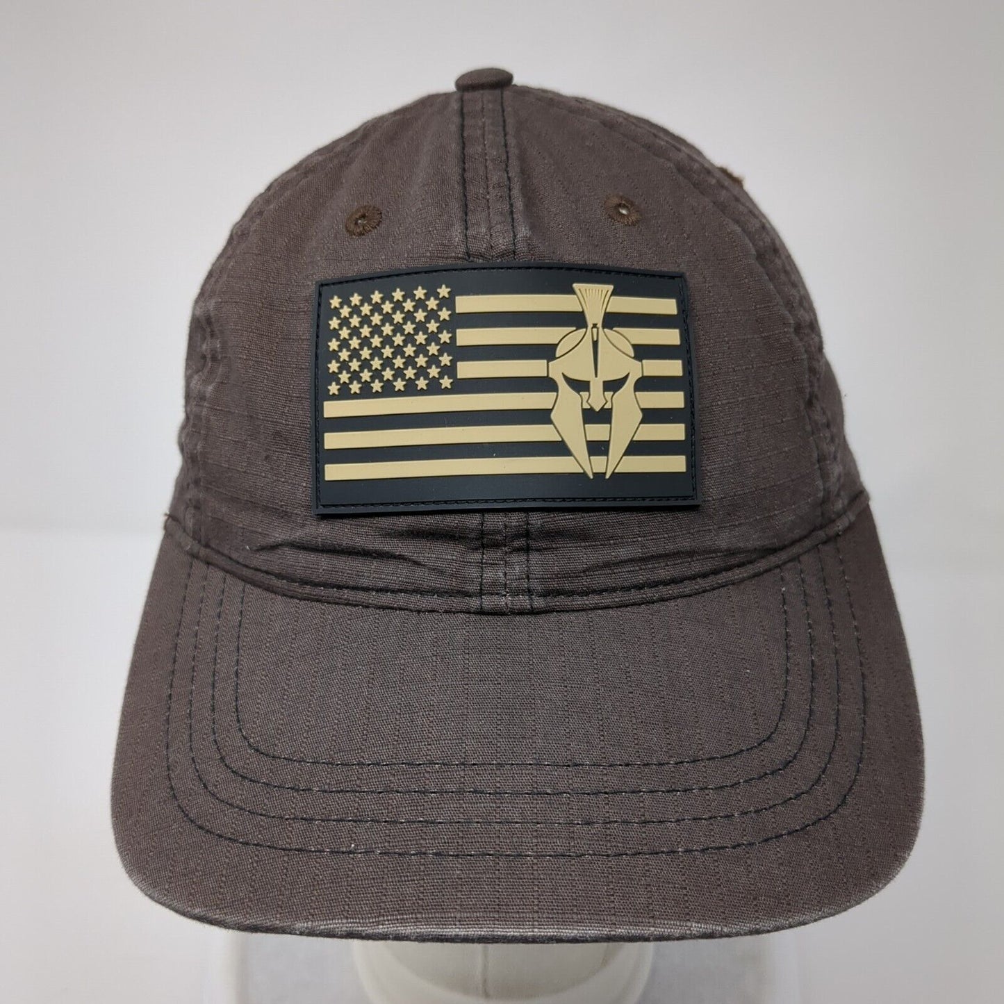 Kryptek American Flag Strapback Hat Brown One Size Adjustable Leather Patch