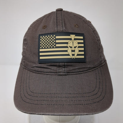 Kryptek American Flag Strapback Hat Brown One Size Adjustable Leather Patch