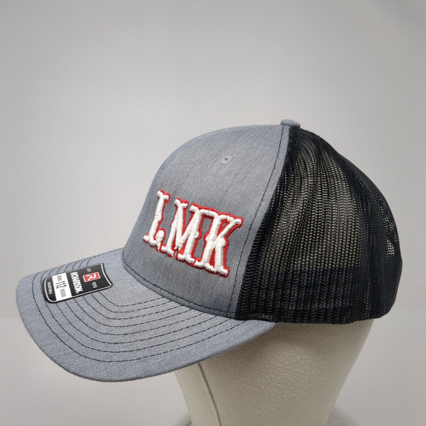 LMK Snapback Trucker Hat Gray OS Adjustable Embroidered Mesh Back Richardson
