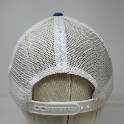 Quake City Caps New York Life Trucker Hat Blue White OSFM Snapback Mesh Patch