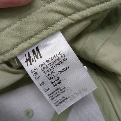 H&M Baseball Cap Green OSFM Plain Cotton Adjustable Slideback Hat Solid Blank