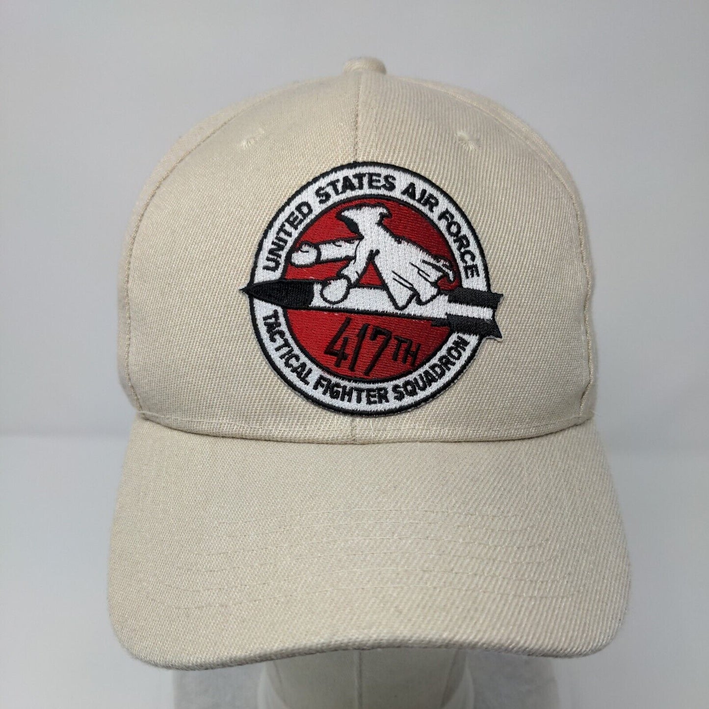 United States Air Force Tactical Fighter Squadron Strapback Hat Tan OSFA 6 Panel
