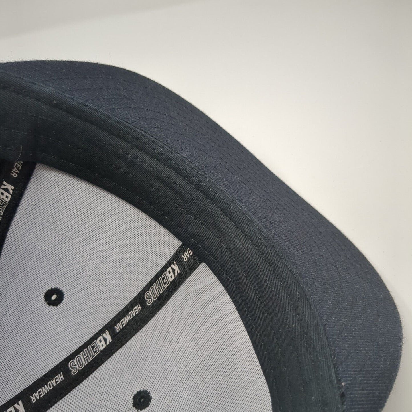 KB ETHOS Fitted Baseball Cap Black Size 7 1/8 Vented Holes 6 Panel Blank