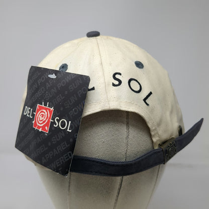 Del Sol Baseball Cap Beige Blue One Size Slideback Hat Sun Powered Graphic Logo