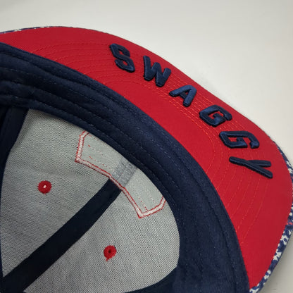 Justin Bieber Snapback Blue White Red OS Floral Swaggy Print Patch Logo Hat