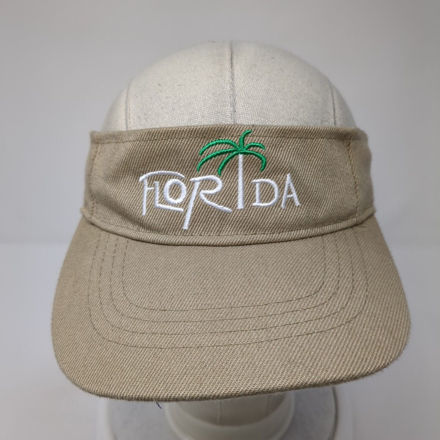 Florida Strapback Sun Visor Hat Tan One Size Adjustable Embroidered
