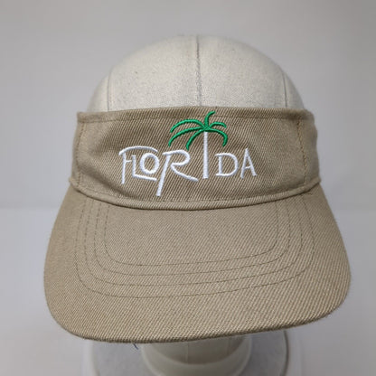Florida Strapback Sun Visor Hat Tan One Size Adjustable Embroidered