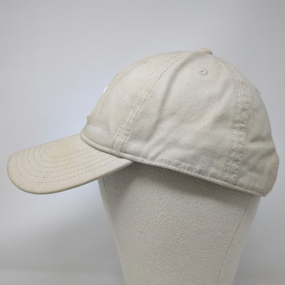 Adidas Baseball Cap Beige White One Size Trefoil Logo Slideback Pinstripe Hat