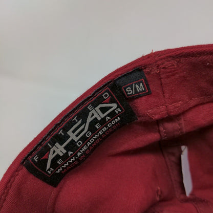 Boca Grande 33921 Fitted Hat Red S/M Embroidered Vented Holes 6 Panel Ahead
