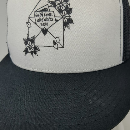 Yupoong Trucker Hat Black One Size With Love Dirt Dolls Floral Graphic Snapback