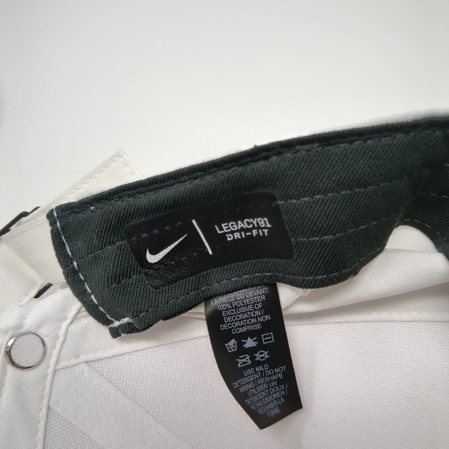 Nike Slideback Hat White One Size Adjustable Embroidered Legacy91 Dri-Fit