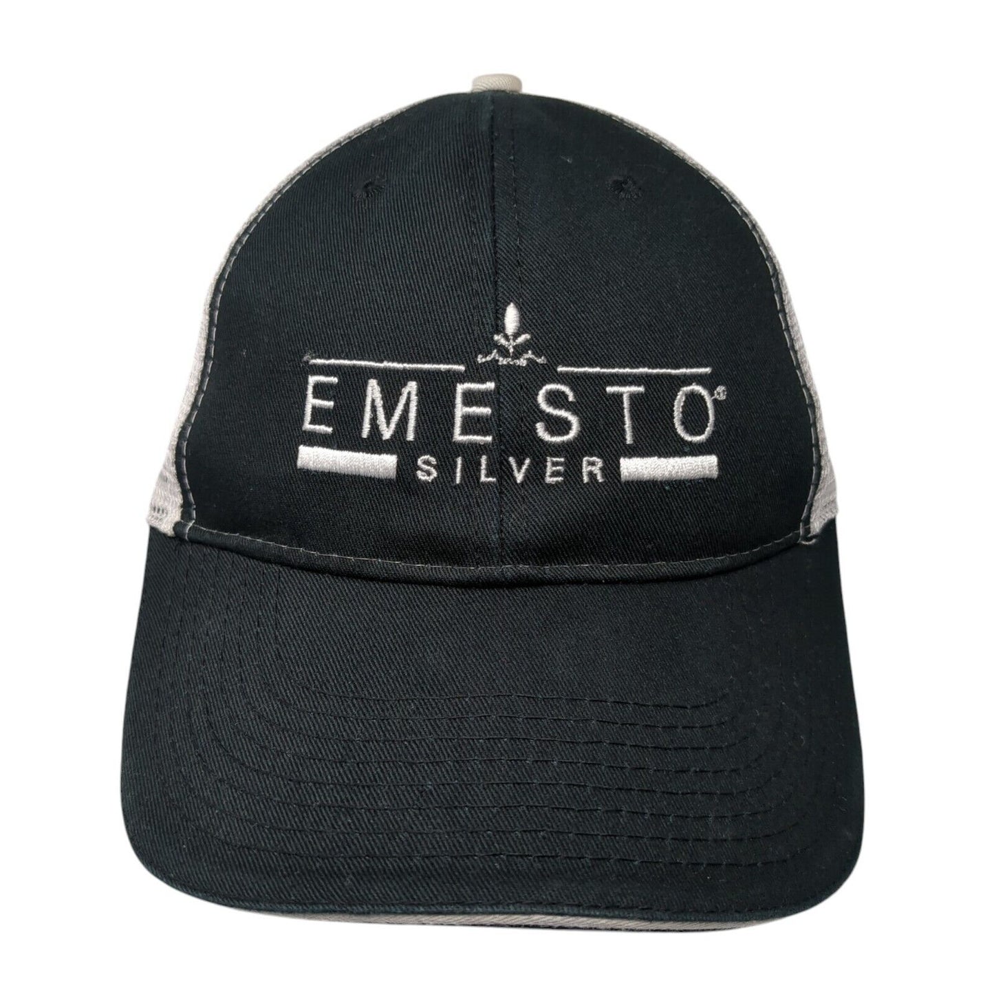 Emesto Silver Strapback Mesh Back Trucker Hat Black One Size Colorblock
