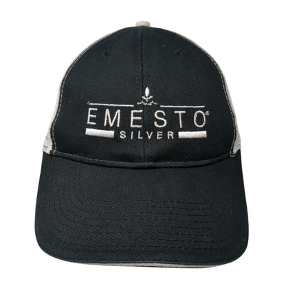 Emesto Silver Strapback Mesh Back Trucker Hat Black One Size Colorblock