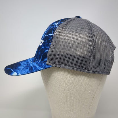 Plano Trucker Hat Blue Gray One Size Mesh Back Water Pattern Fishing Snapback