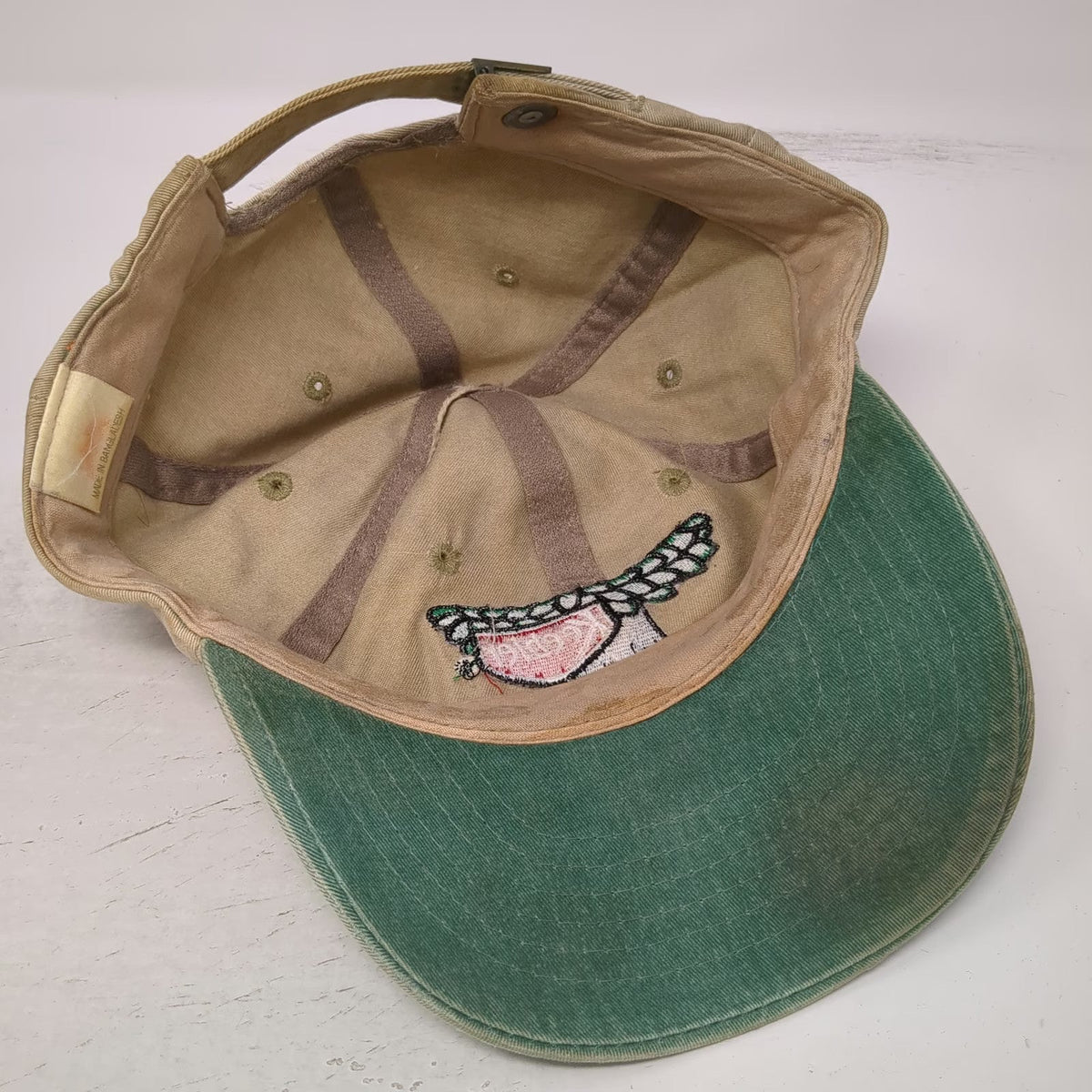 Keebler Hollow Tree Logo Hat Baseball Cap Beige Slideback Two Tone Vintage