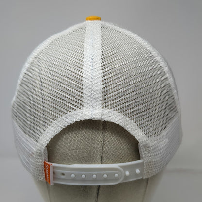 Simms Trucker Hat Yellow White One Size Fish Logo Bozeman Montana Snapback
