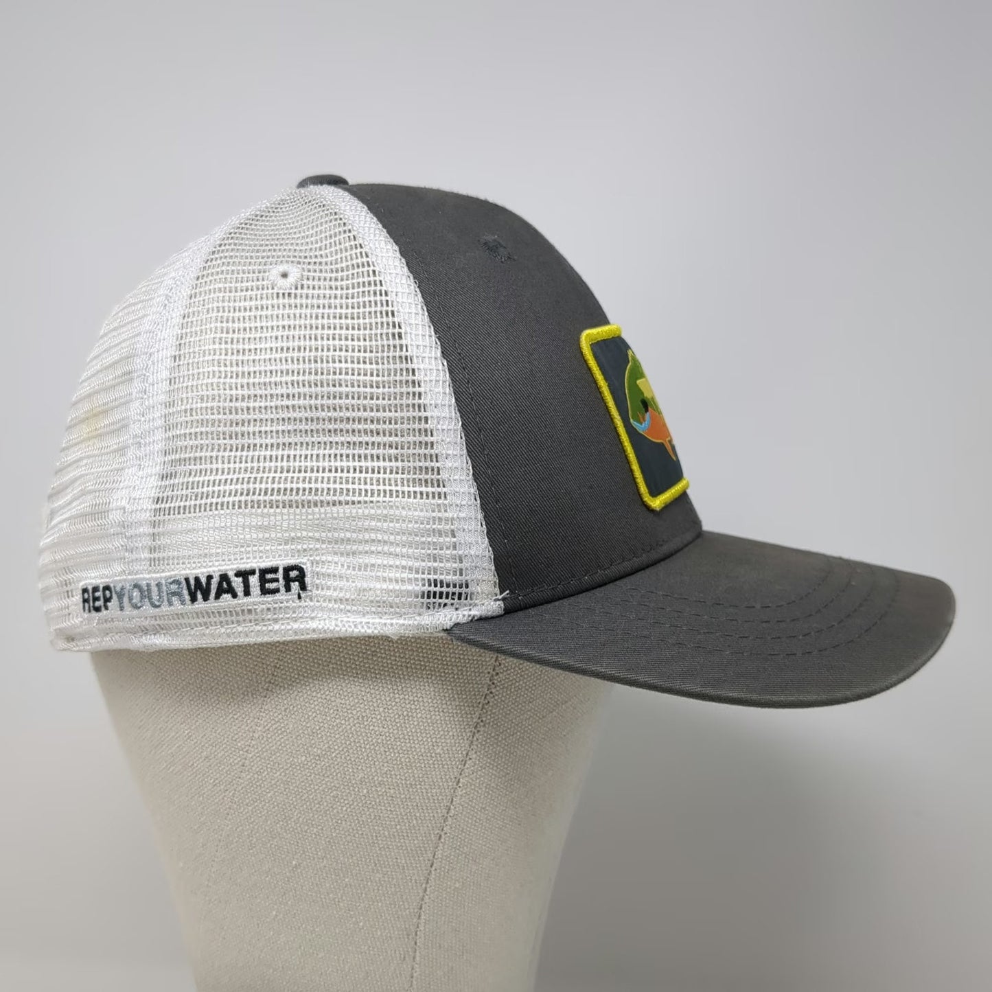RepYourWater Trucker Hat Gray One Size Mesh Snapback Sunfish Patch Fishing Gear
