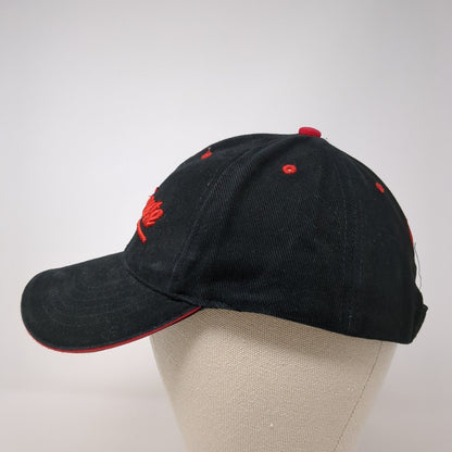Caliente Strapback Hat Black OS Adjustable Embroidered Vented Holes 6 Panel