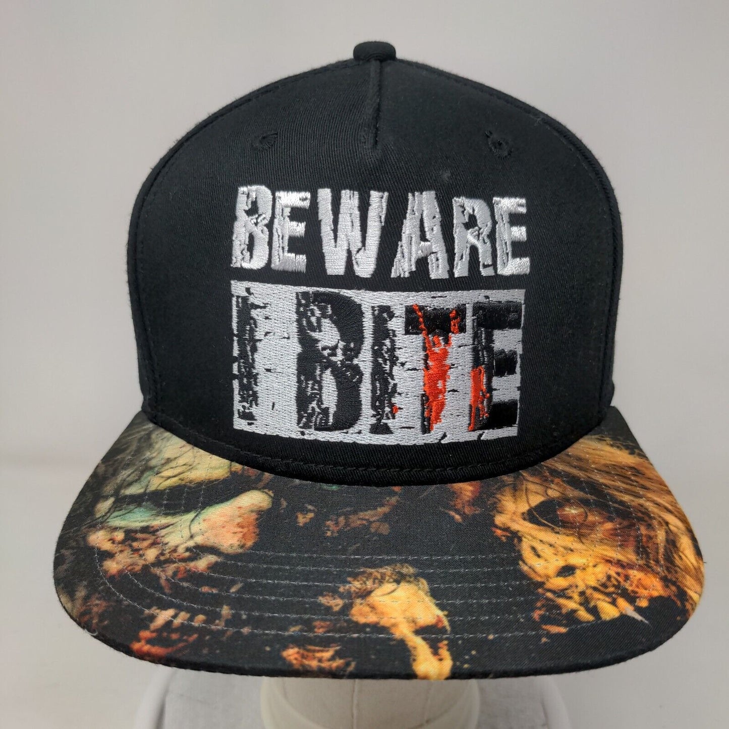 Beware I Bite Snapback Hat Multicolor OSFM Embroidered AMC The Walking Dead